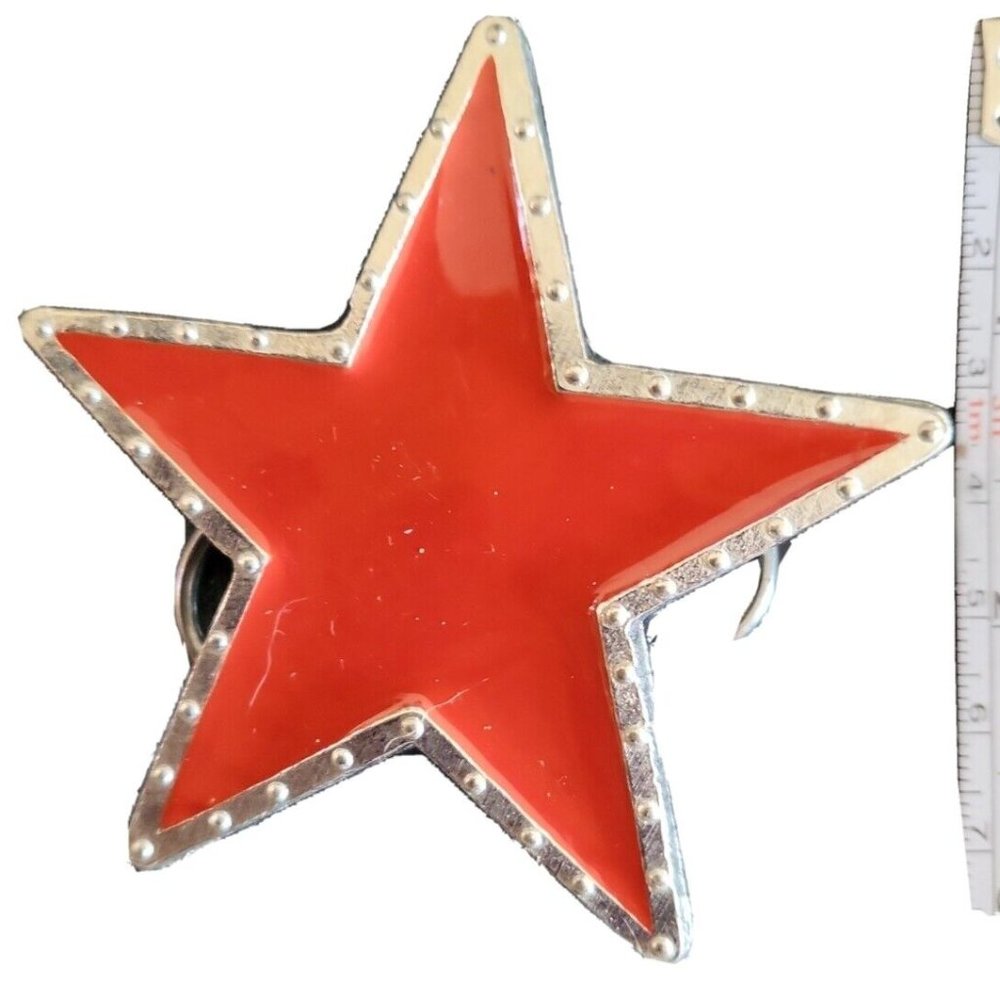 Vintage RED STAR Metal BELT BUCKLE Free Shipping!